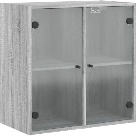 Maison Exclusive - Mobile a Muro con Ante in Vetro Grigio Sonoma 68x37x68,5 cm