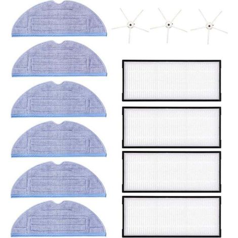 Enowelir mopping accessories for Roborock S7 and S7 Plus, consisting of 6 original microfiber mopping pads, 4 HEPA filters, and 3 side brushes. Compatible with Xiaomi robot vacuums.--DTEKGAZ