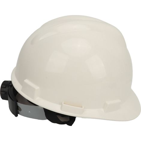 Casque de chantier professionnel en ABS blanc réglable, protection tête pour travaux et opérations (1/5)