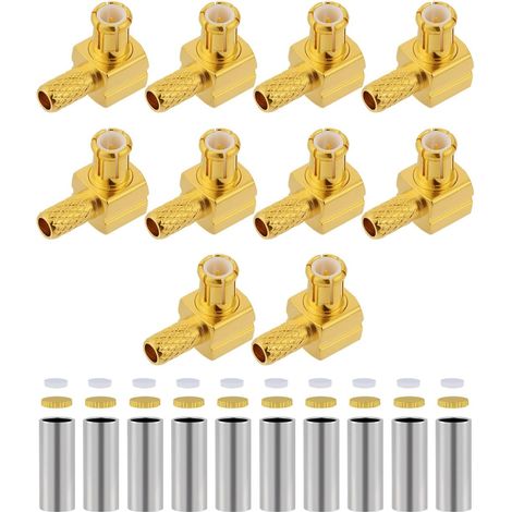 Lot de 10 connecteurs MCX mâles coudés à sertir (50 ohms) – Connecteur coaxial RF 90° pour câbles RG174 et RG316 (1/5)