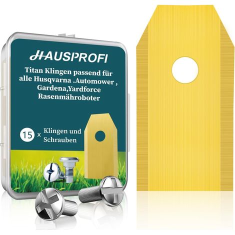 Lot de 15 lames de rechange en titane ultra tranchantes Convient pour tous les robots tondeuses Husqvarna Gardena Lames de rechange universelles avec 15 vis