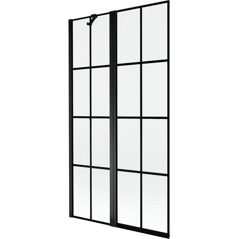 Mexen Mist mampara de ducha 2 alas izquierda 100 x 150 cm, cuadrícula negra, negro - 8A9-100-011-70-77-L (1/5)