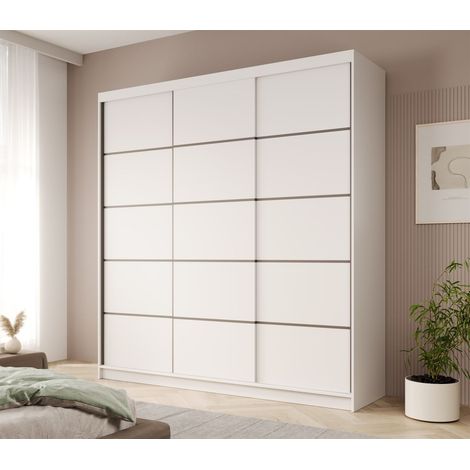 Schiebetürenschrank Schrank Nr.445 in Weiß matt 200x215x58 cm (1/4)
