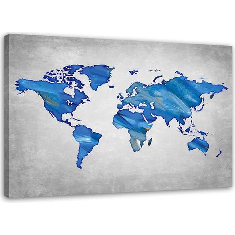 Tableau sur toile Carte du monde Bleu 60x40 (1/5)