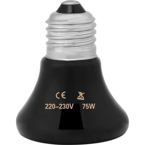 Bombilla calefactora para tortugas, bombilla calefactora de cerámica de 50-100 W, lámpara infrarroja, lámpara de calor para reptiles y anfibios (75 W) (1/5)