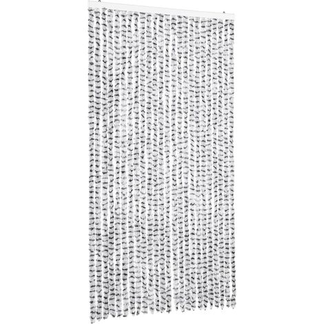 Rideau anti-mouches gris clair et gris foncé 100x230cm chenille CFW65120 (1/5)