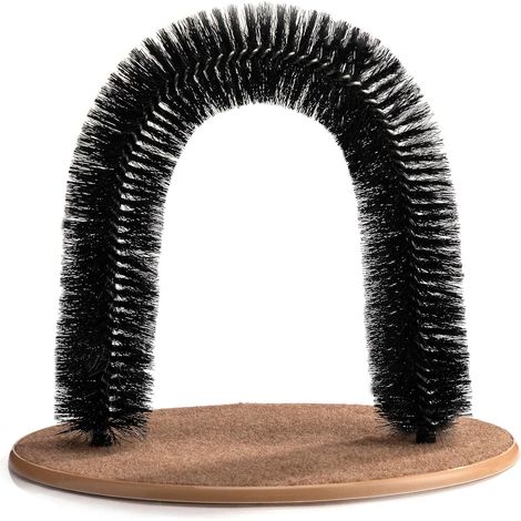 1 Cepillo de aseo, rascador para gatos, base estable, masaje, accesorio para eliminar el pelo, para interiores (1/5)