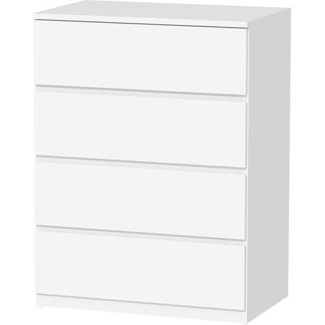 Commode 4 tiroirs rangement 60 x 40 x 80 cm gain de place anti basculement style minimaliste contemporain en MDF blanc (1/5)
