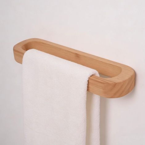 Irovami Porte-serviettes mural en bambou de 25 cm (10 pouces) avec design en bois naturel - Gain de place pour salle de bain et cuisine (1/5)