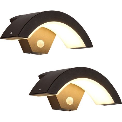 Aplique de pared exterior de 24 W con sensor de movimiento, resistente al agua IP65 para uso interior y exterior, aluminio negro, ideal para jardín, balcón o entrada, luz blanca cálida (3000 K), paque (1/5)