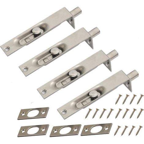 Lot de 2 paires de loquets de porte à levier en acier inoxydable très résistant pour portes secondaires primaires, sécurité à double ouverture(4 pouce) (1/5)