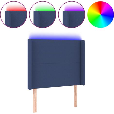 Testiera Testata del letto a LED Blu 83x16x118/128 cm in Tessuto (1/4)