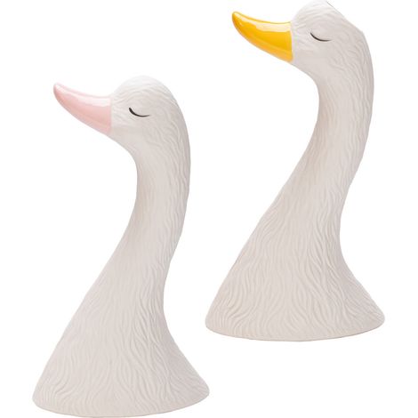 Juego de jarrones decorativos de cerámica con forma de cisne (2 piezas) – Juego de jarrones de cerámica con forma de cisne para la decoración del hogar con flores artificiales para la sala de estar y  (1/2)