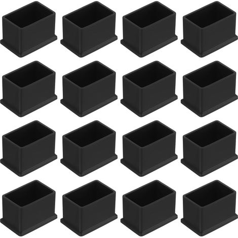 26 Embouts de pieds, Carrés en PVC, 38x25mm, Noirs, Antidérapants, Pour chaises et tables, Intérieur et extérieur (1/5)