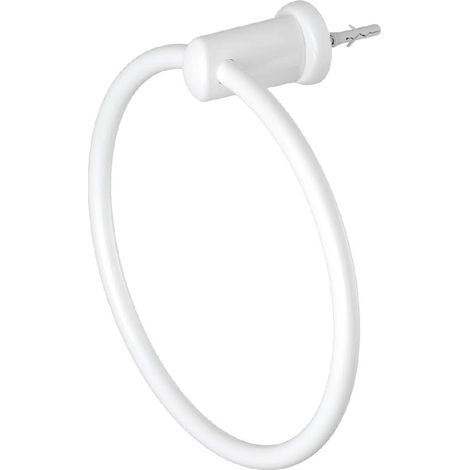 Handy Ring Muro - Portasciugamani Appendino da Muro, in Acciaio, Ideale anche per Legno e Cartongesso - 100% Made in Italy - Bianco (1/5)
