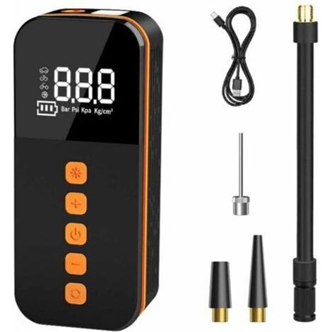 Compresseur d'air, gonfleur de pneu de voiture 3600 mAh, pompe à vélo, 5 modes de gonflage, affichage numérique, écran LCD numérique, port USB, adapté aux motos, scooters, voitures,