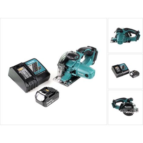 Makita DCS 552 RT1 Sierra circular de mano para metal con batería de 18 V y 136 mm + 1 batería de 5,0 Ah y cargador + hoja de sierra y gafas protectoras (1/5)