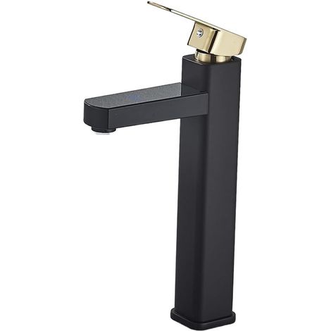 Robinet de cuisine Robinet de lavabo de salle de bains à affichage numérique Intelligent LCD, robinet d'évier à écran tactile, grue de mélangeur d'eau froide et chaude montée sur pont en laiton(Black (1/5)