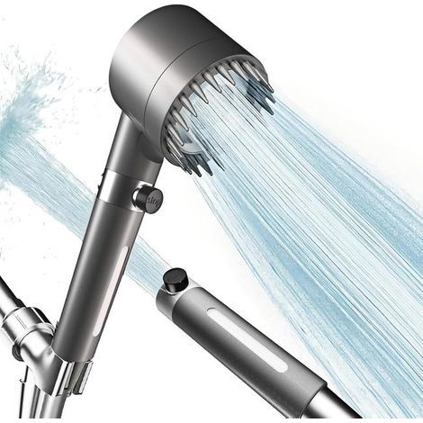 Pommeau de Douche Anti Calcaire avec 15 Étapes Filtre et avec Tuyau 1,5M Pommeau Douche Économie Deau Haute Pression Filtre Douche 3 + 1 Types de Jets