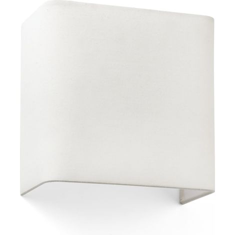 Faro Barcelona – Aplique cuadrado de metal beige 1L – Pantalla de tela – IP20 – Dimensiones 200x205x108 mm – Casquillo E27