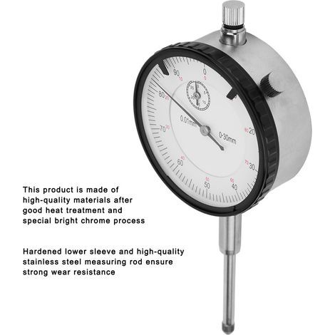 Indicateur à Cadran, 0-30 mm Mouvement en Laiton 7 Roulements Outil de Mesure de Tête de Sonde en Acier à Haute Vitesse, Indicateur de Test de Comparateur à Cadran, Outil de Mesure (1/5)