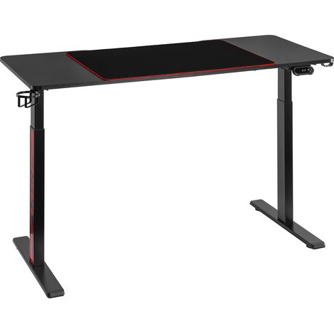 Bureau gaming assis-debout avec éclairage RGB et panneau de commande créatif (multi-moteurs) Noir