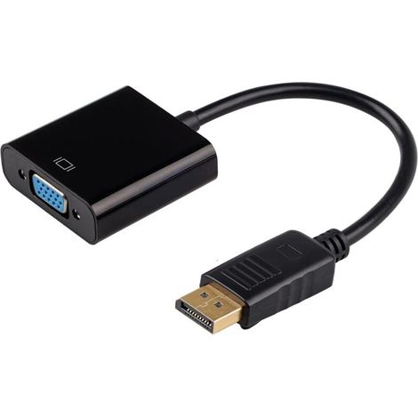 Adaptateur DisplayPort vers VGA 1080p Convertisseur DP Mâle vers VGA Femelle pour PC Ordinateur Moniteur Projecteur, Convertisseur Unidirectionnel Câble Vidéo Full HD pour Windows XP 7 8 10 11 (1/5)