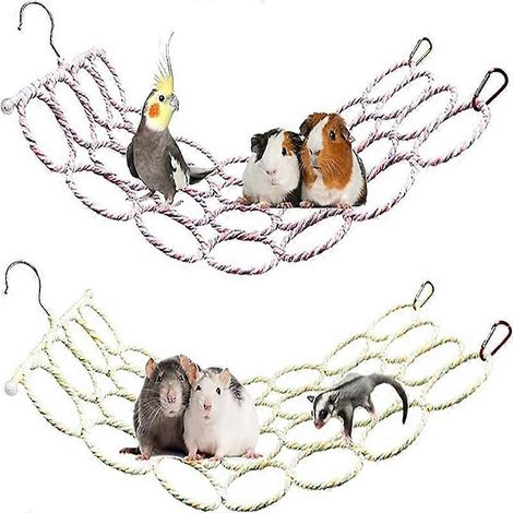 1 Filet de corde pour oiseaux, balançoire, escalade, échelle, hamac suspendu, jouet d'activité pour perroquets, cacatoès, perroquet gris du Gabon, juvénile (1/5)
