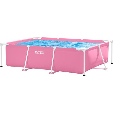 Metal Frame Above Ground Swimming Pool Pink 220 x 150 x 60 cm INTEX