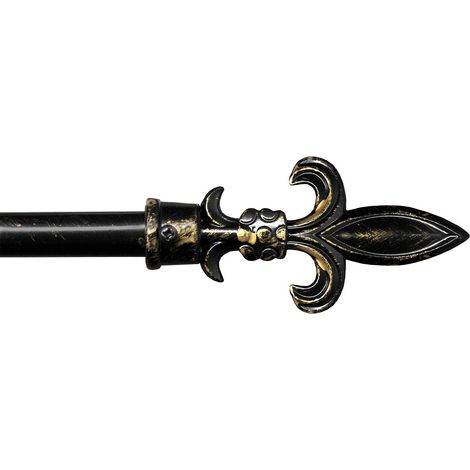 Bastone Tenda Ferro Estendibile 160-300 A Muro Asta Scorritenda Binario Anelli Staffe Viti - Nero Oro
