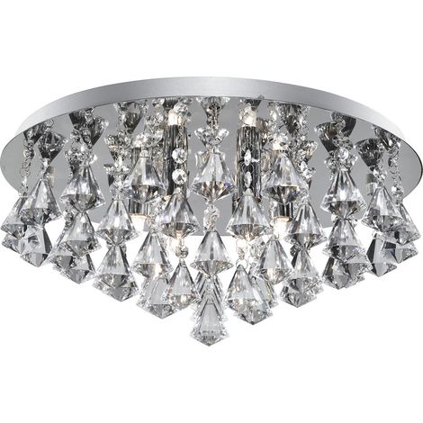 Searchlight Hanna - Soffitto a 8 luci semi-incasso cromato con cristalli diamantati, G9 (1/5)