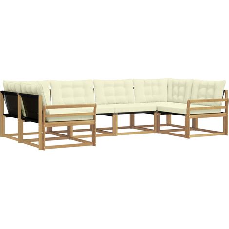 Outdoor Sofa Set with Cushion 6 pcs White and Cream vidaXL (1/5)