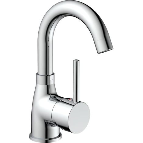 Robinet de lavabo, robinet salle bain, mitigeur lavabo avec fonction d'économie d'énergie, orientable à 360°, robinet lavabo de bains chrome