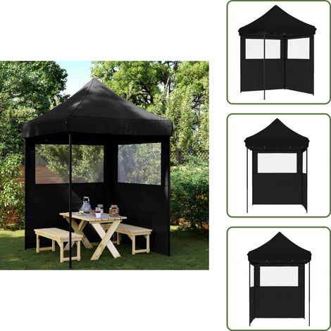 The Living Store Partyzelt Faltbar Pop-Up mit 2 Seitenteilen Schwarz - Pop-Up Zelt (1/5)