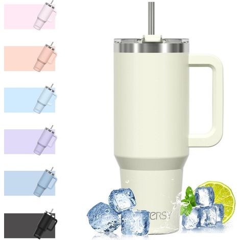 Thermos-Kaffeebecher 1183ml mit Griff und Strohhalm, doppelwandig, auslaufsicher (1/5)