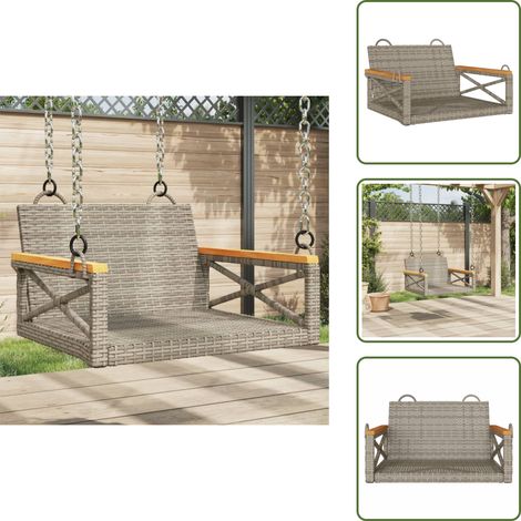 Balancelle gris 63x62x40 cm résine tressée - Balancelle Jardin - Chaise Suspendue - Fauteuil Extérieur - Mobilier De Jardin - Relax