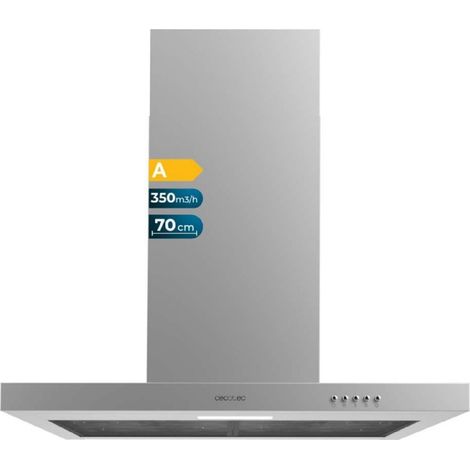 Cecotec Cappa aspirante 70 cm Tipo T Bolero Flux TM 703500 Inox A. Potenza de Aspirazione 350m3/h, Motore 70W, Controllo Meccanico, 3 Livelli de Potenza, Luce e Filtrode Carbonio, Inox (1/5)