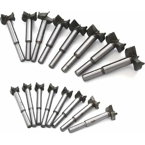 Foret Forstner Bois 15-35mm - 16PCS, Carbone Acier Haute Vitesse, Scie à Poinçonner, Trous de Perçage