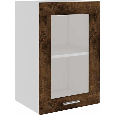 Hanging Glass Cabinet Lyon Smoked Oak 40x31x60 cm Engineered Wood vidaXL