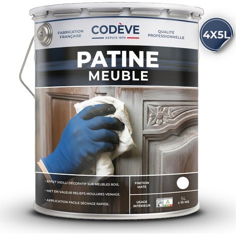 Codève Bois – Patine meuble 20 L – Pour blanchir bois dur et teck – Séchage rapide pour ponçage immédiat – Rendement 2 à 3 m²/l