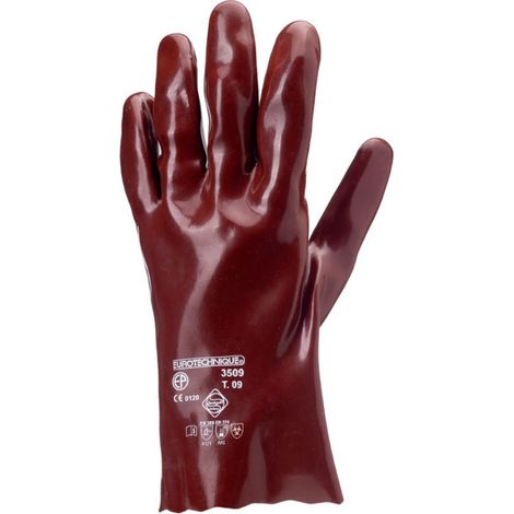 Gants EUROCHEM pvc rouge 27cm traité Sanitized T10 - COVERGUARD - 3510 (1/2)