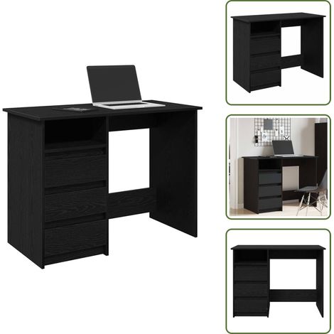The Living Store Bureau noir 102x50x75 cm bois d'ingénierie - Bois d'ingénierie (1/5)