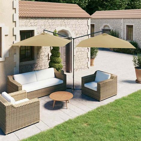 vidaXL Ombrellone Doppio con Palo in Acciaio Tortora 600x300 cm (1/5)