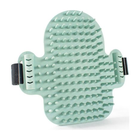 Épouiseur cactus en silicone [L10cm, Vert] - Brosse douce, Fixation velcro, Ajout bâton menthe chat (1/4)