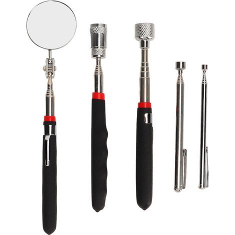 Outil de ramassage magnétique, ensemble de 5 pièces, pince télescopique et miroir d'inspection rond, 15lb, 10lb, 3,5lb, 1,5lb (1/5)