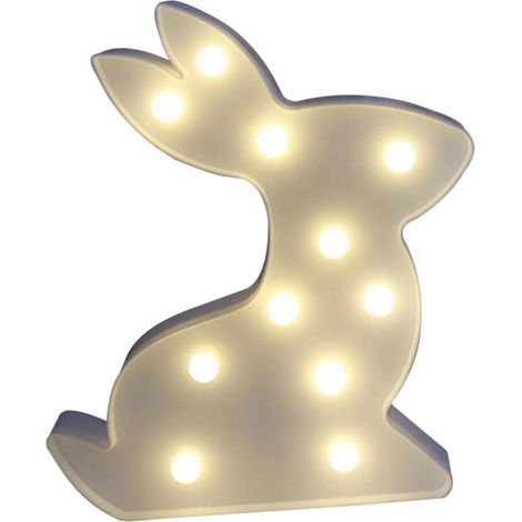 Veilleuse Led Lapin Créative Décoration Néon Plastique Blanc Lampe De Table à Piles Pour Chambre Garçon Et Filles Maison Fête Ambiance Douce (1/5)