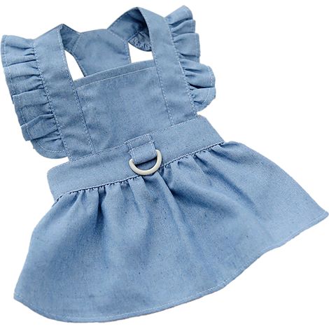 Robe pour chien mignonne, élégante et confortable avec fermeture éclair latérale, idéale pour le printemps et l'été, bleu clair, taille L. (1/2)