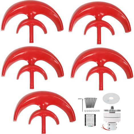 Éolienne 800W 5 pales Générateur AC Moteur Solaire Lanterne Double Couche Rouge 12V (1/5)