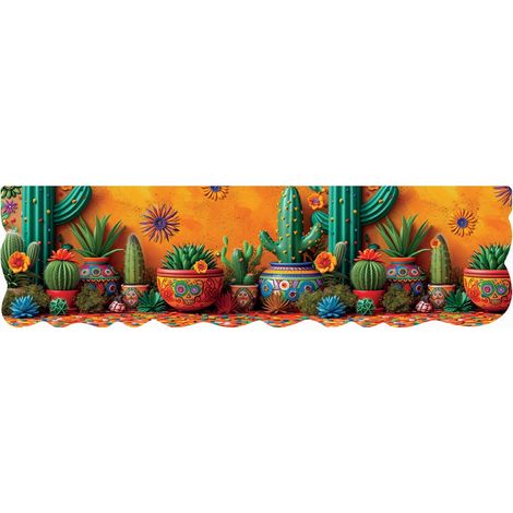 Tappeto Cucina Gomma Pvc Stampa Digitale HD Piante Cactus Moderno Sagomato Antimacchia - 50x180 cm