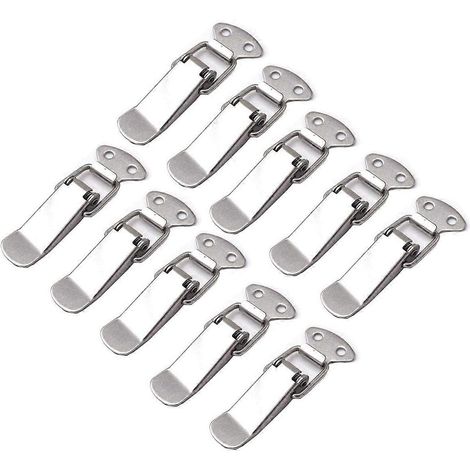 Lot de 10 loquets à bascule en acier inoxydable pour tiroirs, coffres à outils, valises et malles. (1/4)